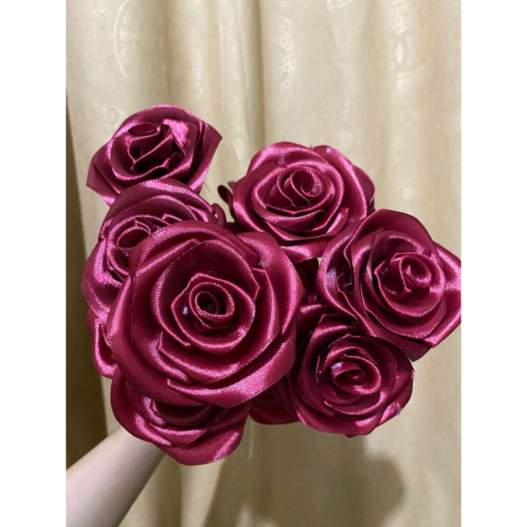 

mawar pita satin tanpa gliter 6cm/bunga pita satin premium tanpa gliter