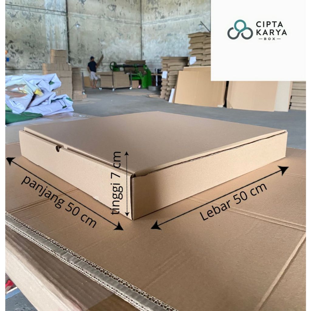

kardus box baru piza 50x50x7 cm