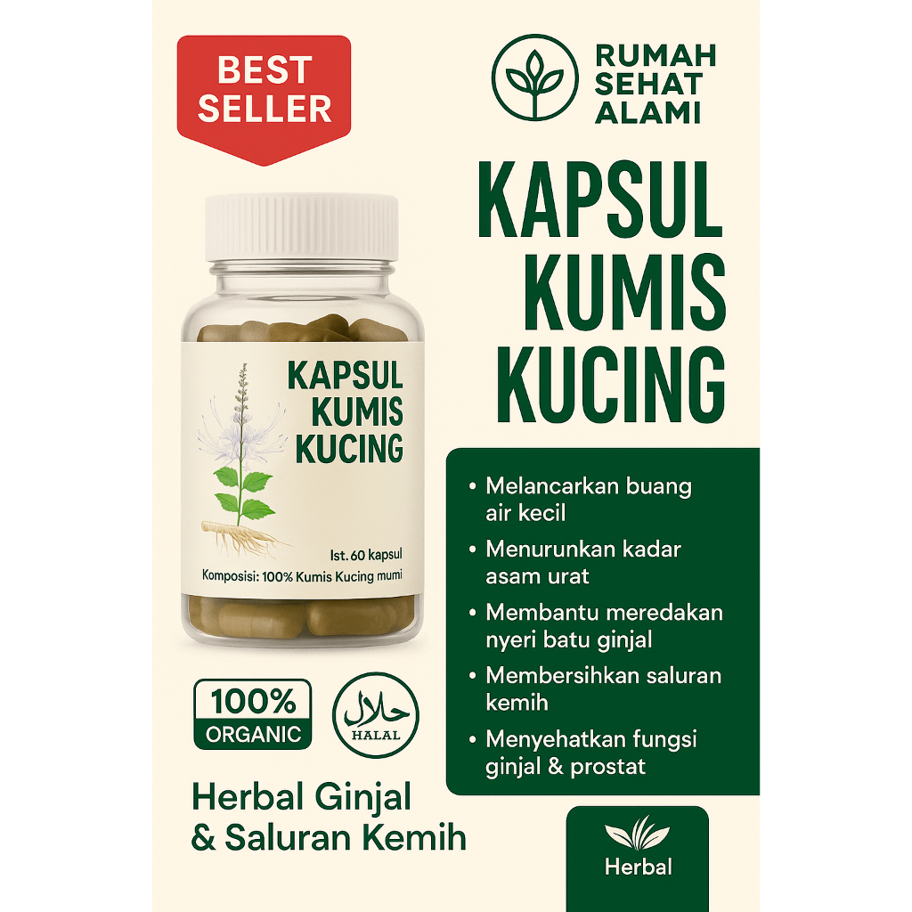 KAPSUL KUMIS KUCING – HERBAL GINJAL, ASAM URAT & SALURAN KEMIH