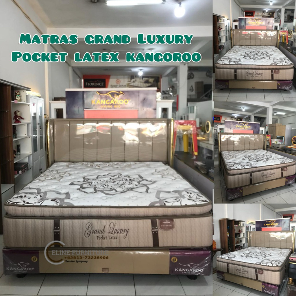 Matras Springbed Kangoroo Grand Luxury T.40 cm Pocket Latex Set Paris-Monaco Ukuran 180x200
