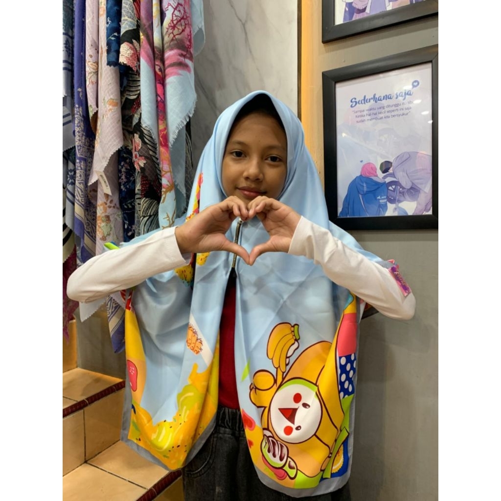 Kerudung anak segiempat zipper