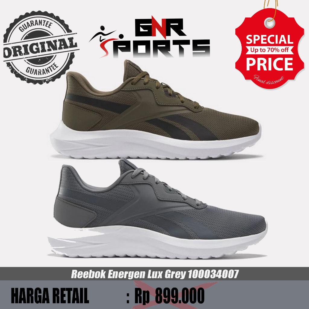 Sepatu Lari Running Pria Reebok Energen Lux Grey 100034007 Original 100%