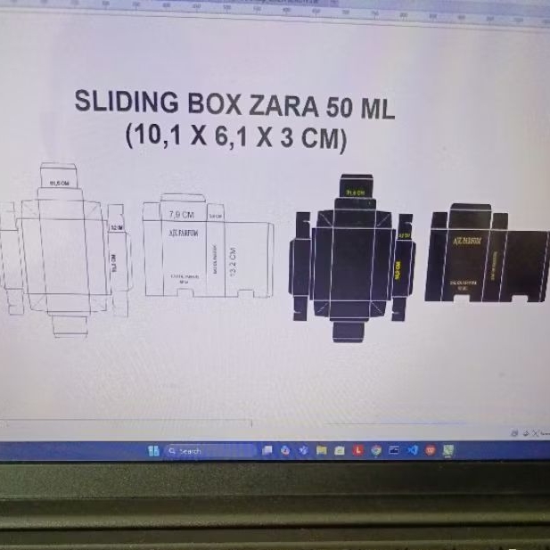 

Box Sliding Zara 50 ml untuk Botol Zara 50 ml Cetak Merk tebal 300 grm