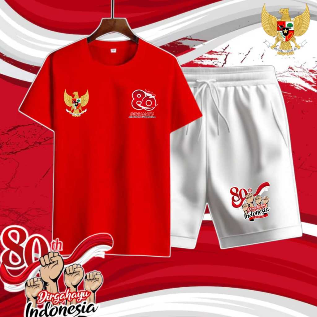GudangOutfit - Setelan GARUDA MERAH PUTIH Agustusan Baju Pria Wanita Kemerdekaan Indonesia 17 Agustu