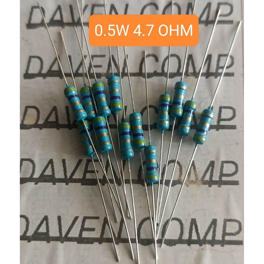 10BUAH RESISTOR 0.5W 4.7 OHM SETENGAH WATT 4.7ohm 4R7 ohm