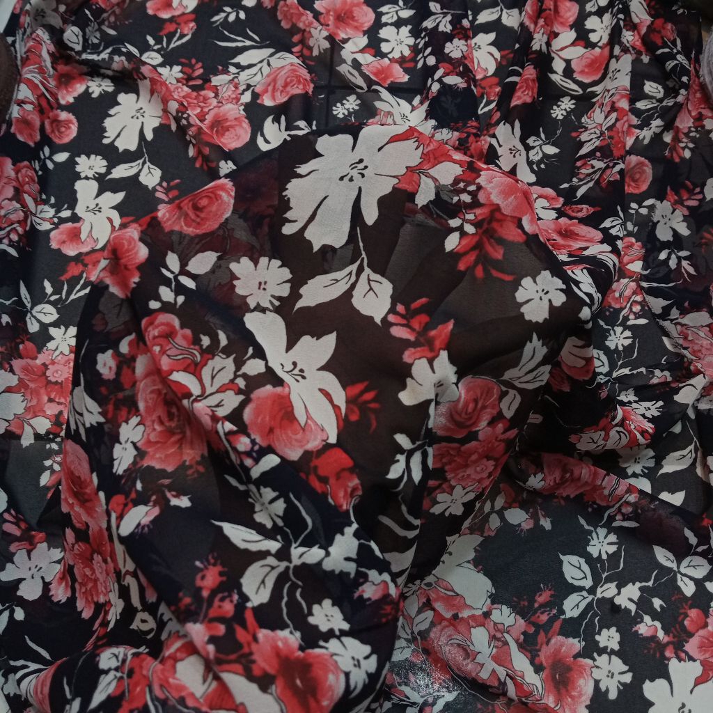 Kain Ceruty babydoll premium motif - kain Ceruti motif bunga - kain motif kembang