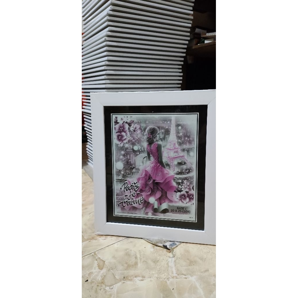 pigura / bingkai foto / pigora minimalis warna putih 10R