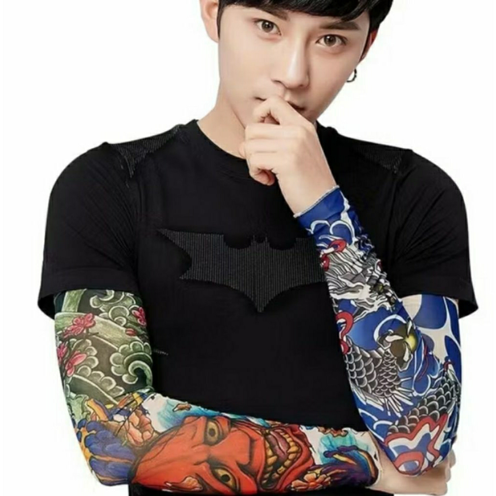 Manset Lengan Pria Motif Tato Sabung Ayam Baju Hanshok Gambar Tato Keren