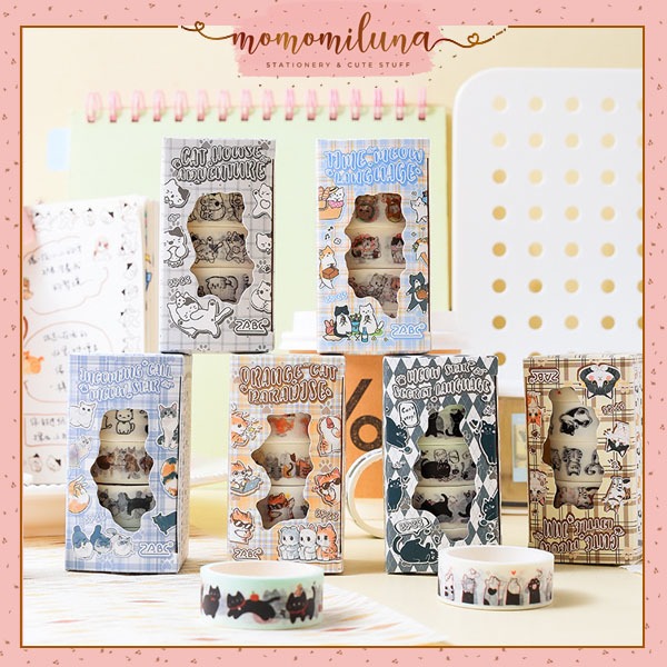 

1 set isi 5 pcs kitten series washi tape cute kucing lucu cat lover diy scrapbook journal aesthetic HB1971