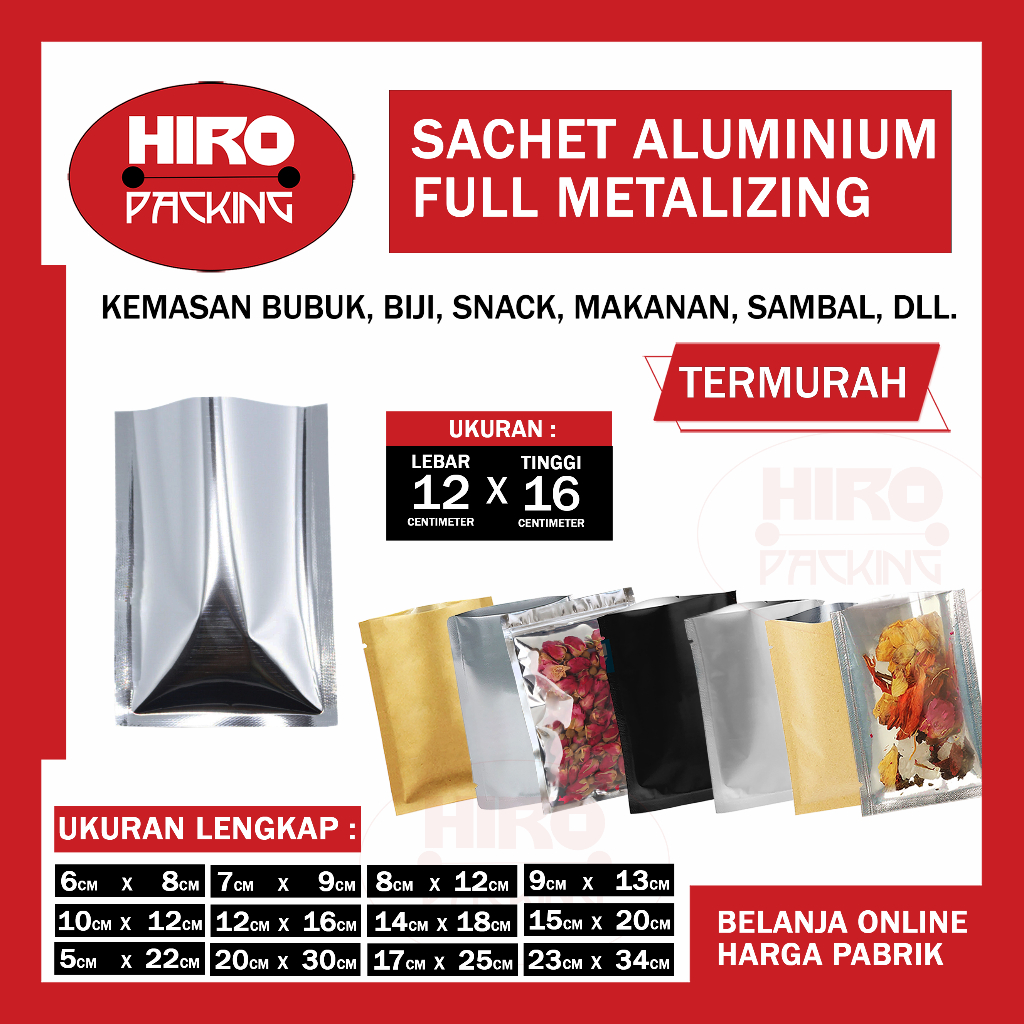 Kemasan Saset Alumunium Foil Bungkus Metalize Sachet Kopi Bubuk Saos Sambal Sasetan Snack Rempah Sna