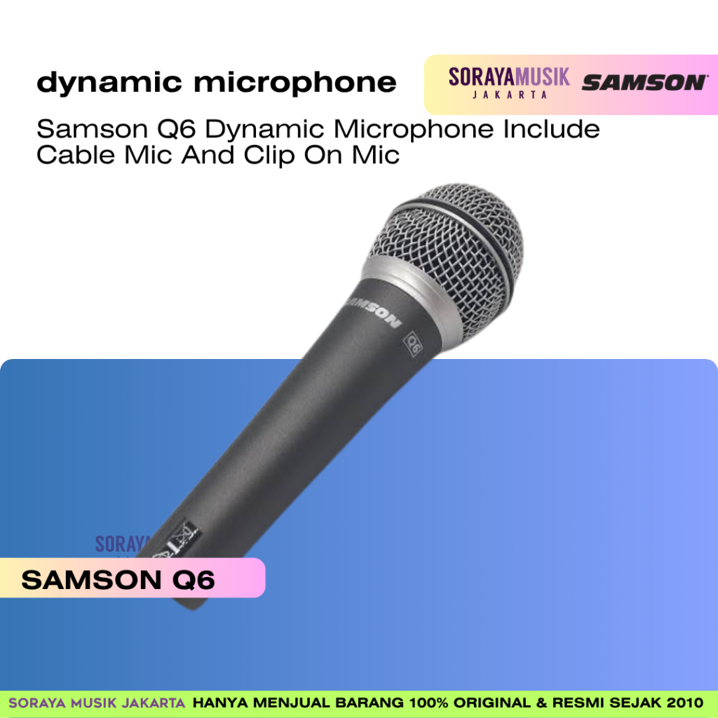 Samson Q6 Dynamic Microphone Include Cable Mic And Clip On Mic