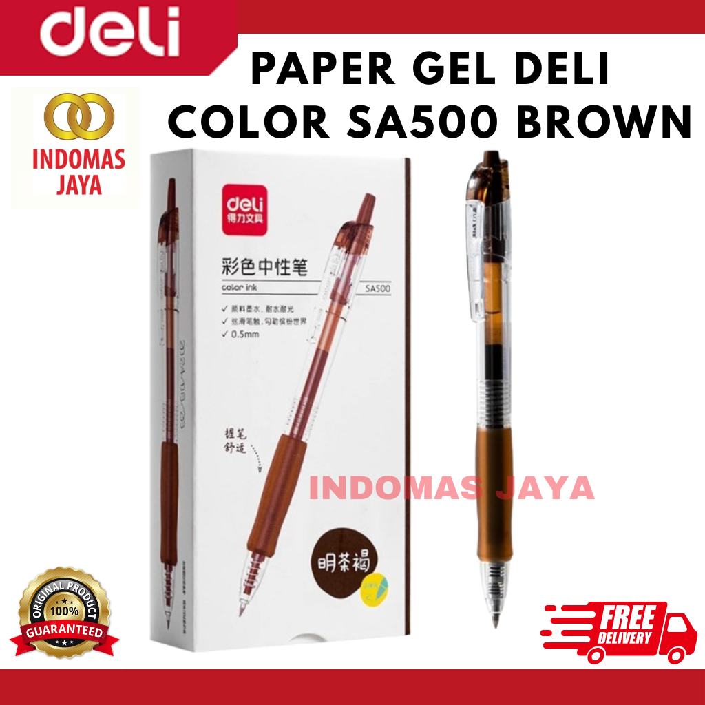 

Deli Pulpen Gel Warna Brown Color Gel Pen 0.5 mm Pulpen Warna Brown SA500