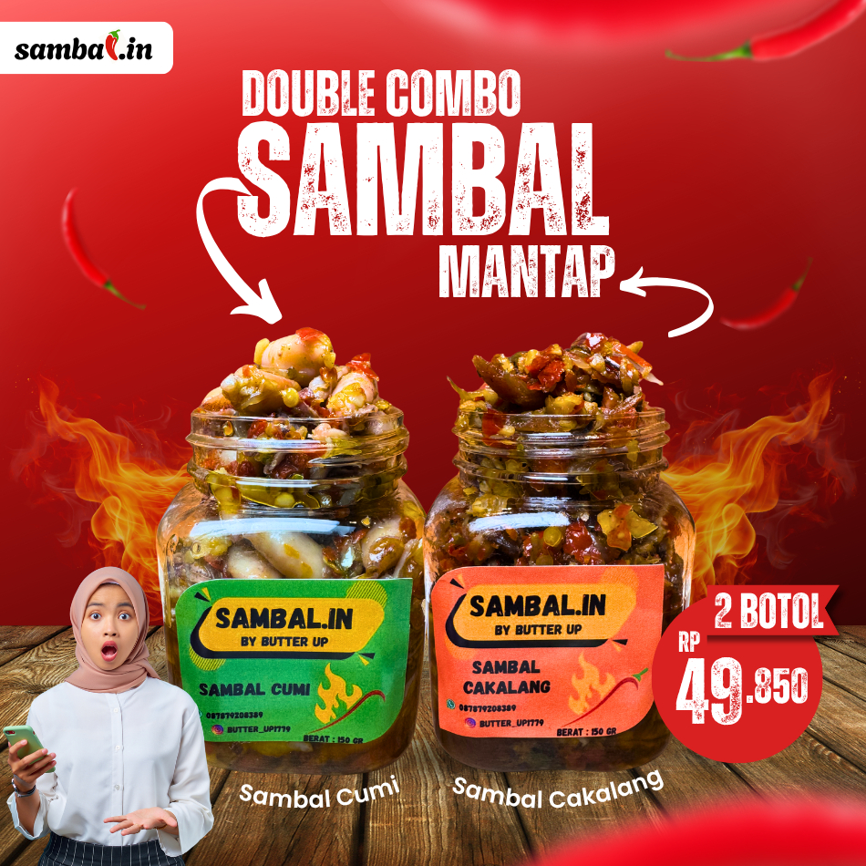 

Sambal Mantap Double Combo Cumi & Cakalang Premium Homemade 2 Pcs Bundling @150gram Promo