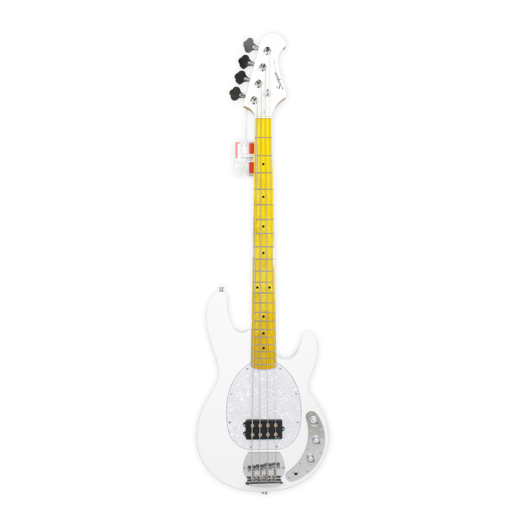 Bass Elektrik Merk Scorpion ORIGINAL Broken White / Putih Tipe SP300 WH Model Musicman Bass Senar 4 