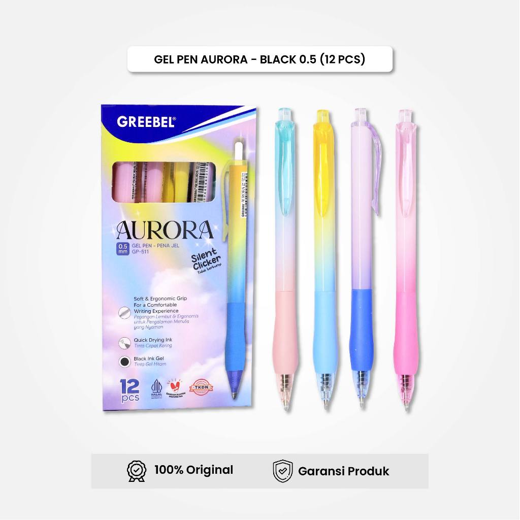 

Gel Pen / Pulpen Gel GP-511 Aurora 0.5 Hitam / GREEBEL / Vemilo