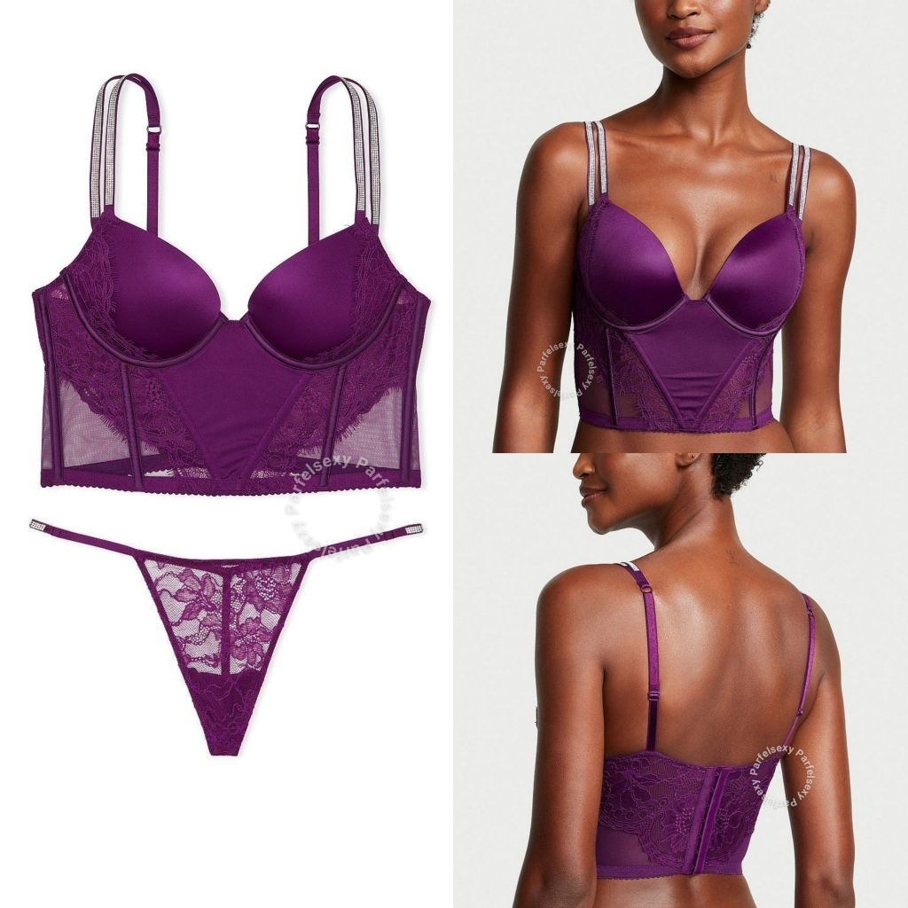 Victoria Secret Very Sexy Double Shine Strap Corset Bra Top 32D 32DD 34B 34C 11230630