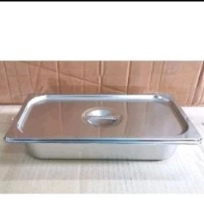 Food Pan Stainless Steel + Tutup / Wajan Kotak 32×18×15 Cm / 32×18×10cm / 32×18×7cm