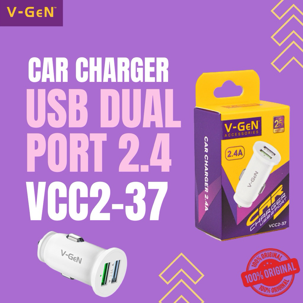 V-GEN VCC2-37 CAR CHARGER USB 2 PORT 2.4a