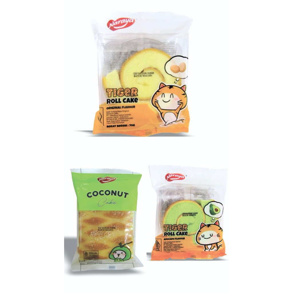 

Naraya Tiger Roll Cake Avocado, Original, Coconut 70gr
