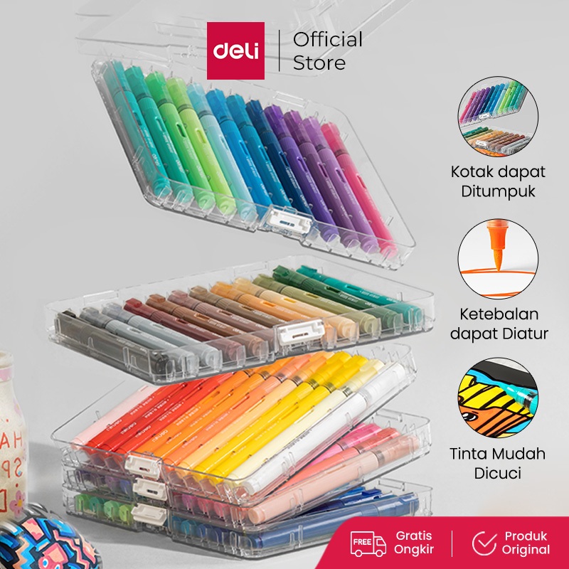 

DELI SPIDOL AKRILIK / ACRYLIC MARKER ACRYLIC BRUSH PEN 24/36/48/60 WARNA HM335