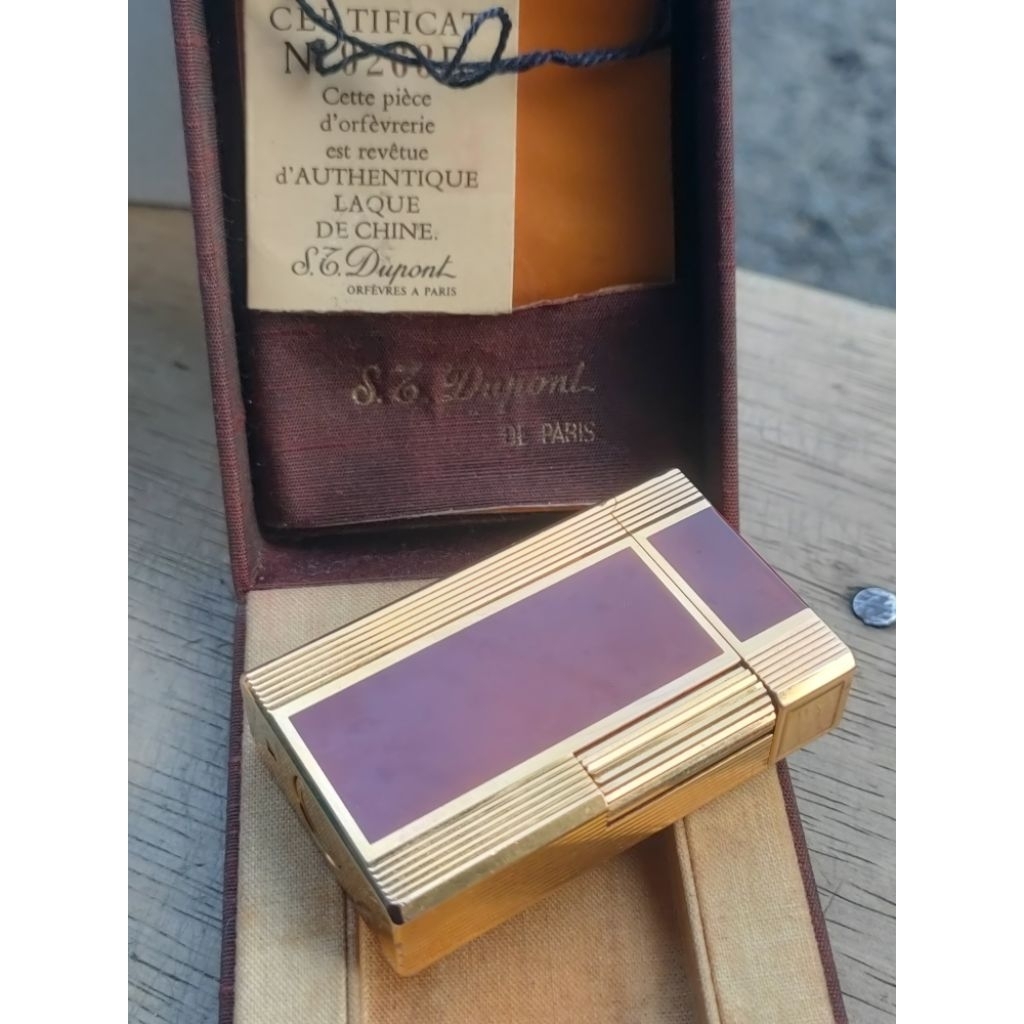 gas korek st Dupont Paris full original gold micrun ceramic fullset mulus