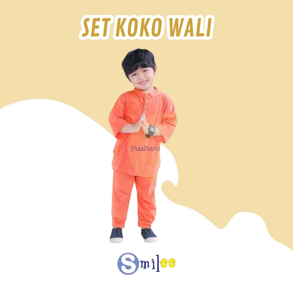 Setelan Koko Anak Kaos Wali Warna Merah Bata 1-5Tahun