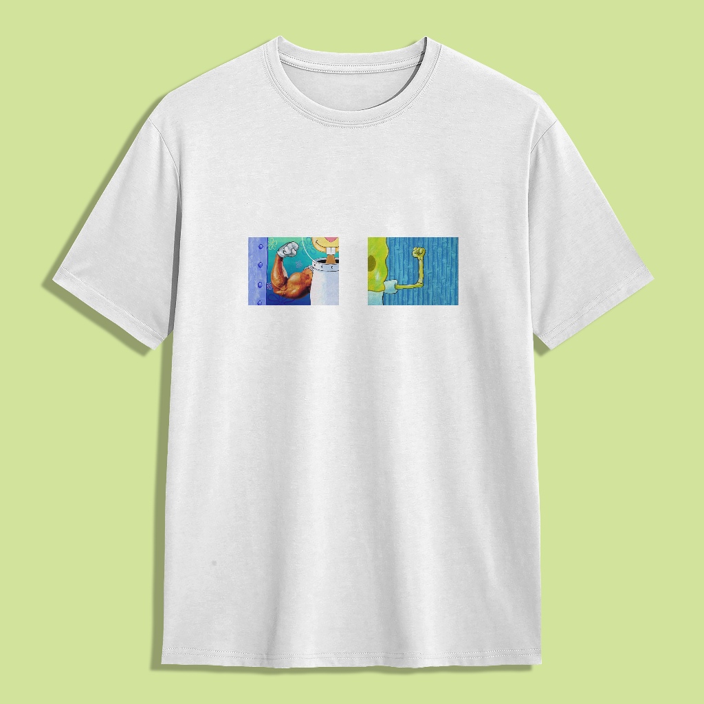 Kaos T-shirt Unisex Motif Kekinian Spongebob x Sandy