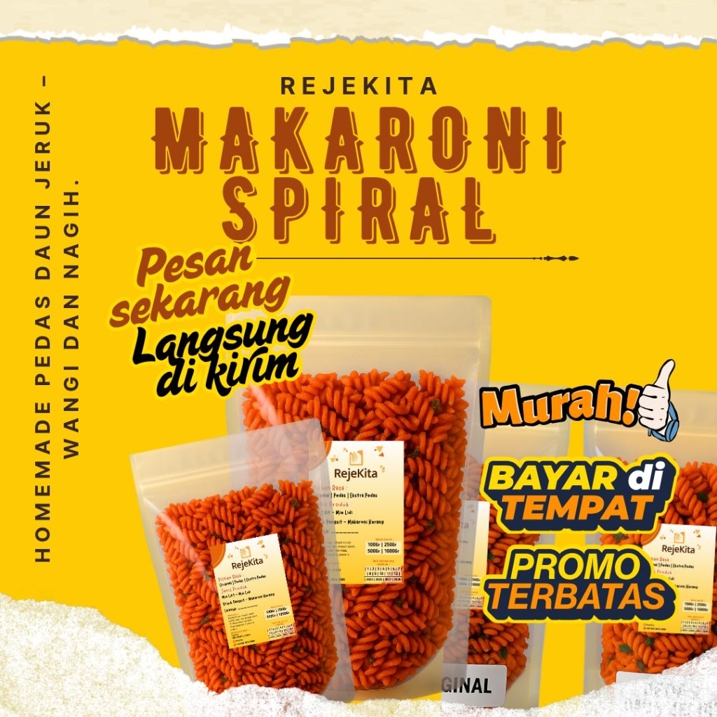 

Paket Usaha Ecer Makaroni Spiral Murce Viral FYP Pedas Daun Jeruk - Rejekita