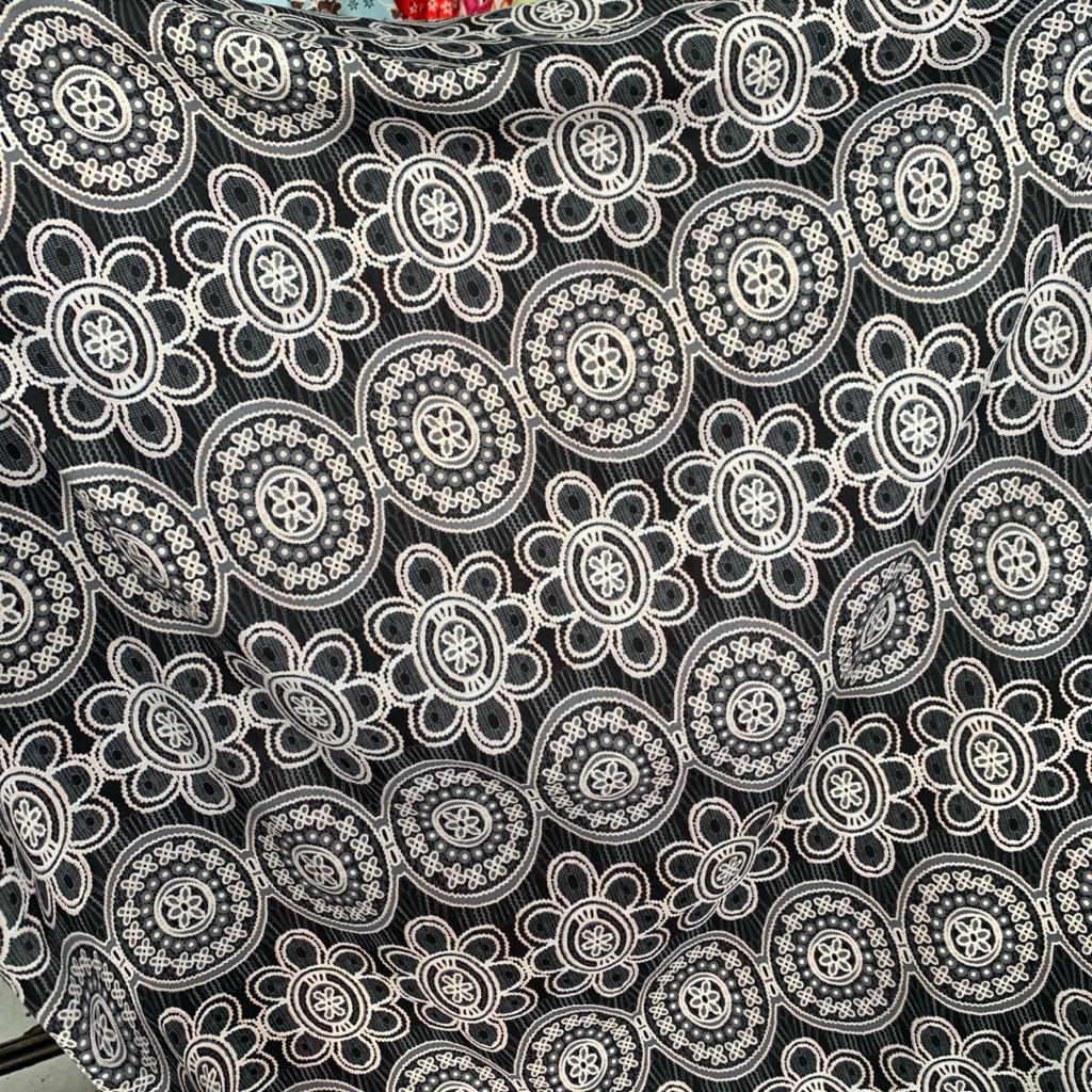 kain chiffon zara motif semi bordir - kain sifon zara semi bordir - kain sifon zara motif