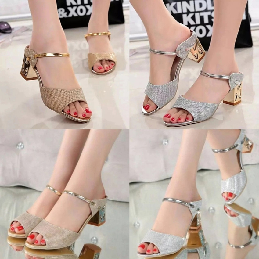 SEPATU SENDAL SANDAL WANITA US34 HAK TINGGI 5 CM HIGH HEELS KOTAK TAHU | SEPATU PESTA KERJA KANTOR F