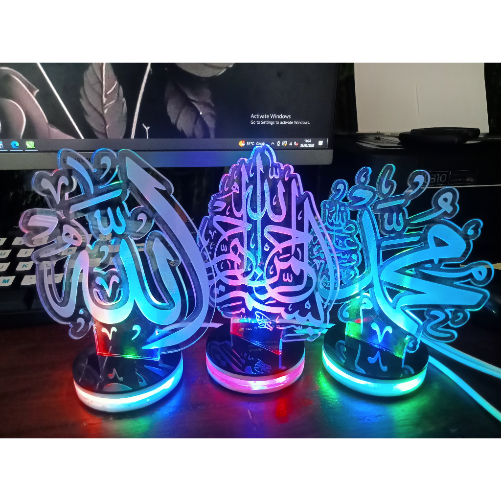 LAMPU HIAS LED KALIGRAFI HIASAN MEJA