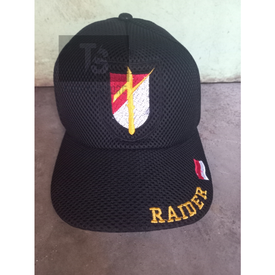 Topi RAIDER/ Topi DOUBLEMESH/ Topi JALA BORDIR HITAM TNI
