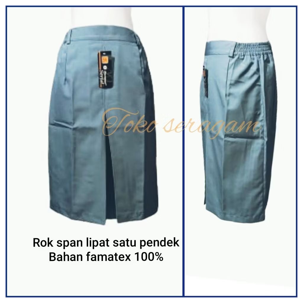 Rok span pendek lipat satu Sekolah SMA Abu size S-L6/Rok seragam sekolah SMA Abu bahan famatex 100%
