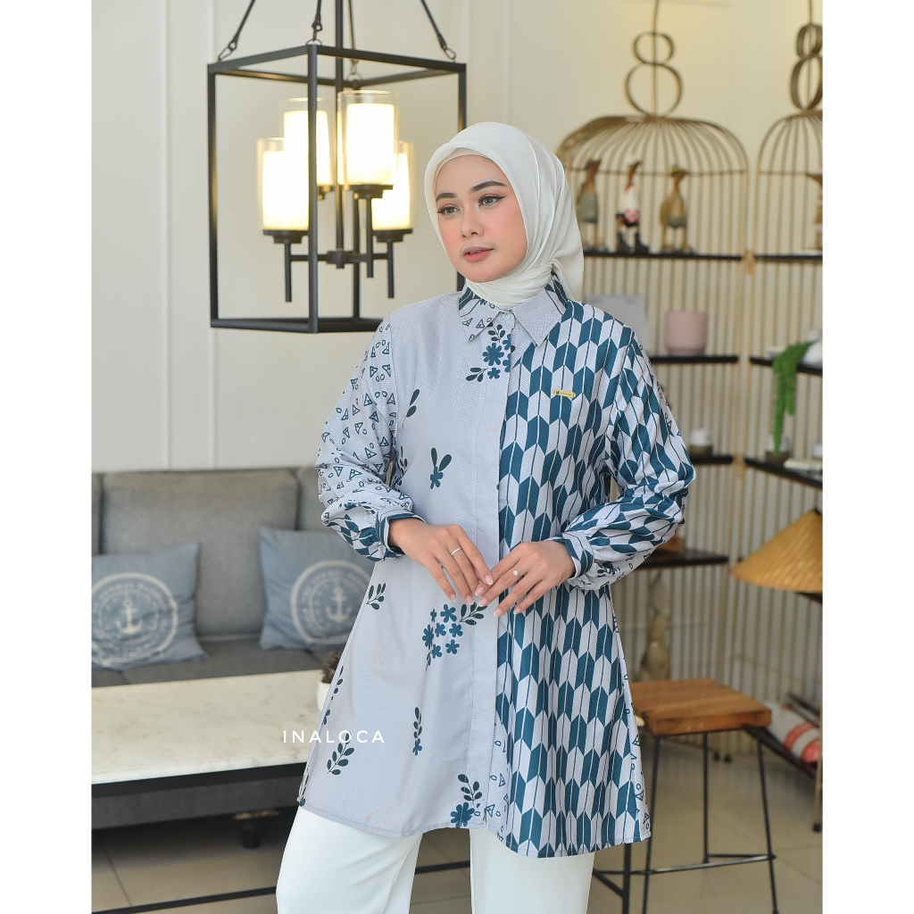 tunik silk sikly premium motif printing bunga terbaru by Inaloca