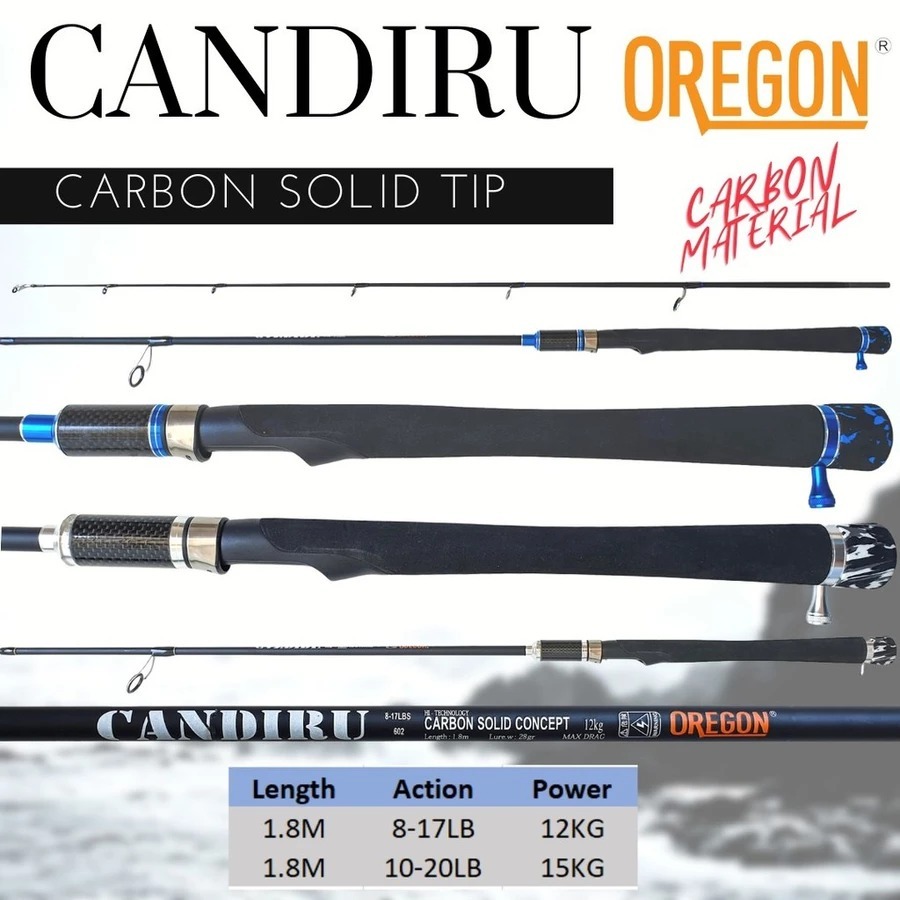joran pancing carbon solid oregon candiru panjang 120 135 150 180 cm 17 / 20lb drag 15 kg joran gala