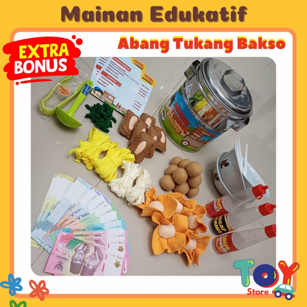 MAINAN ABANG TUKANG BAKSO / PRETEND PLAY / MAINAN BAKSO 1 SET LENGKAP
