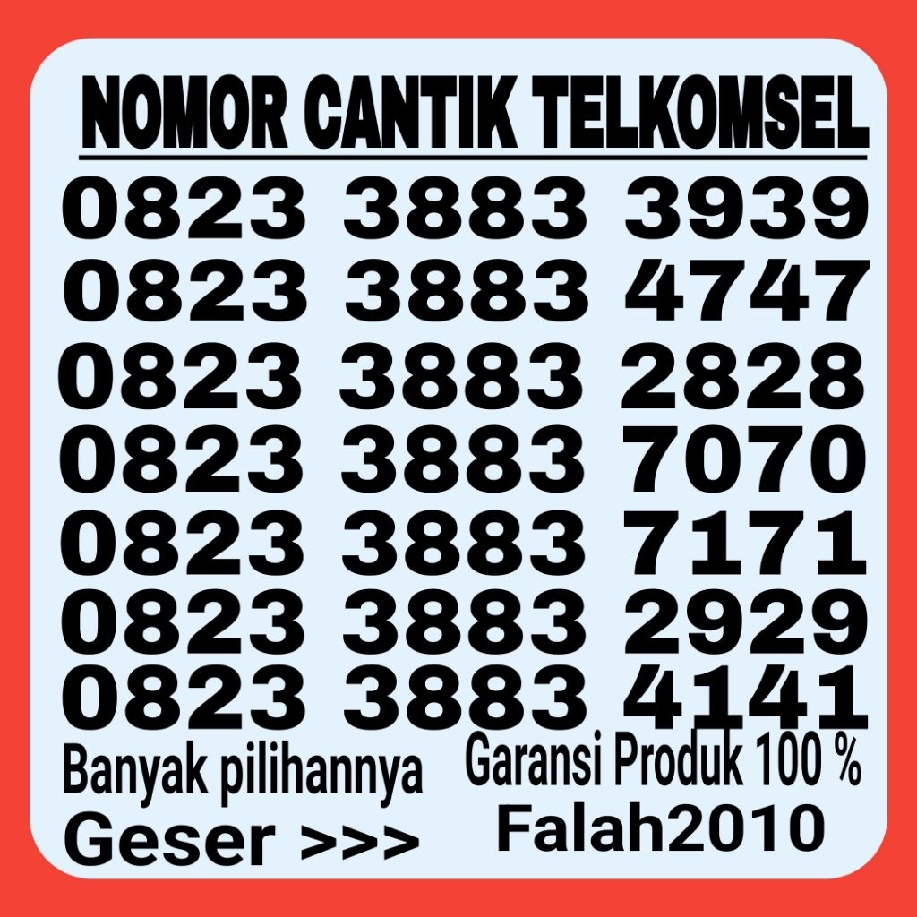 NOMOR CANTIK TELKOMSEL KARTU PERDANA NOMOR CANTIK TELKOMSEL ABAB