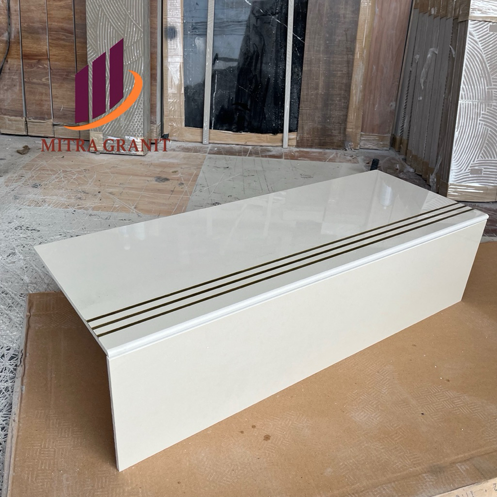GRANIT TANGGA PUTIH POLOS UKURAN 30x60 20x60 CUSTOM UKURAN LIAT PLINT
