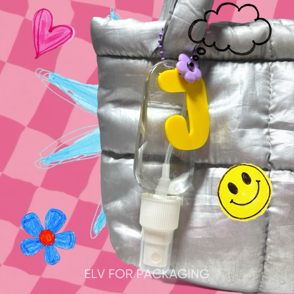 [ELV] Botol Gantungan Huruf 30 ml 50 ml | Botol Hand Sanitizer Gantungan Tas 30ml 50ml | Wadah Isi U