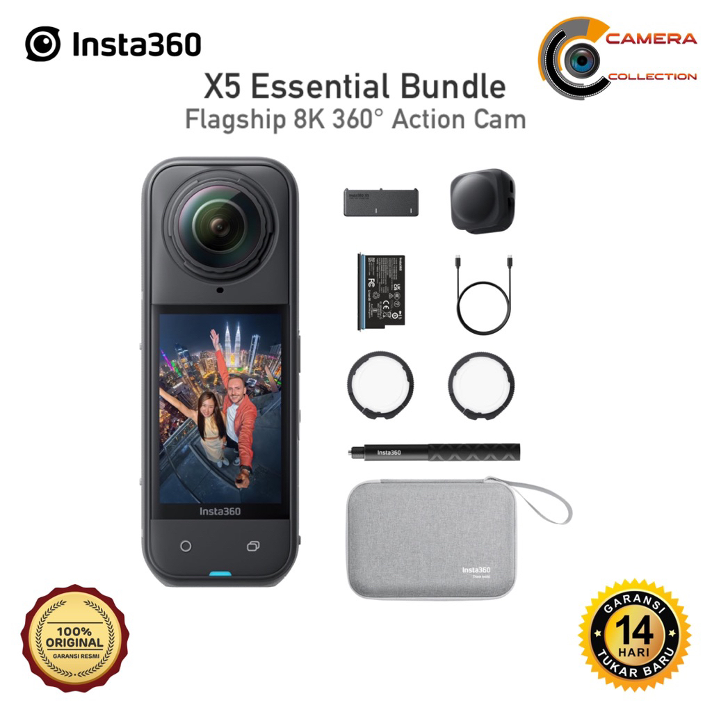 Insta360 X5 Essential Bundle Waterproof 8K 360° Action Camera, Leading Low Light, Invisible Selfie S