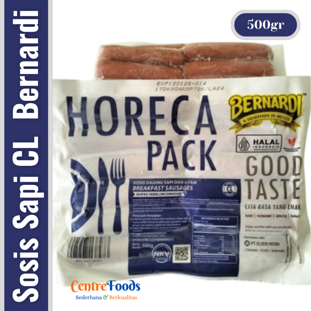 

Sosis Daging Sapi dan Ayam CL - Breakfast Sausages Horeca Pack BERNARDI | 500gr [ Harga Per BKS ]
