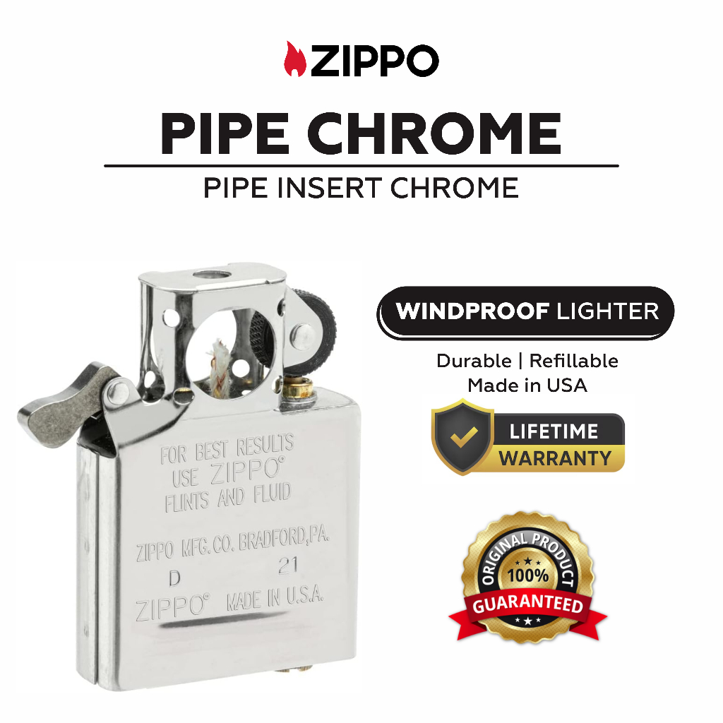 Zippo Pipe Lighter Insert Chrome Original USA