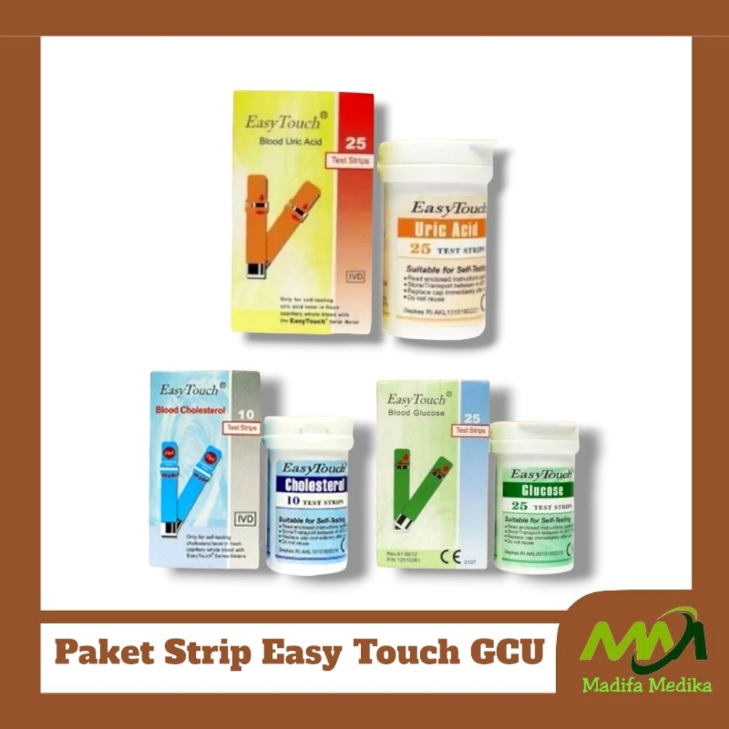 Paket Strip Easy Touch Gula + Ua +  Kolesterol  Strip Easy Touch GCU