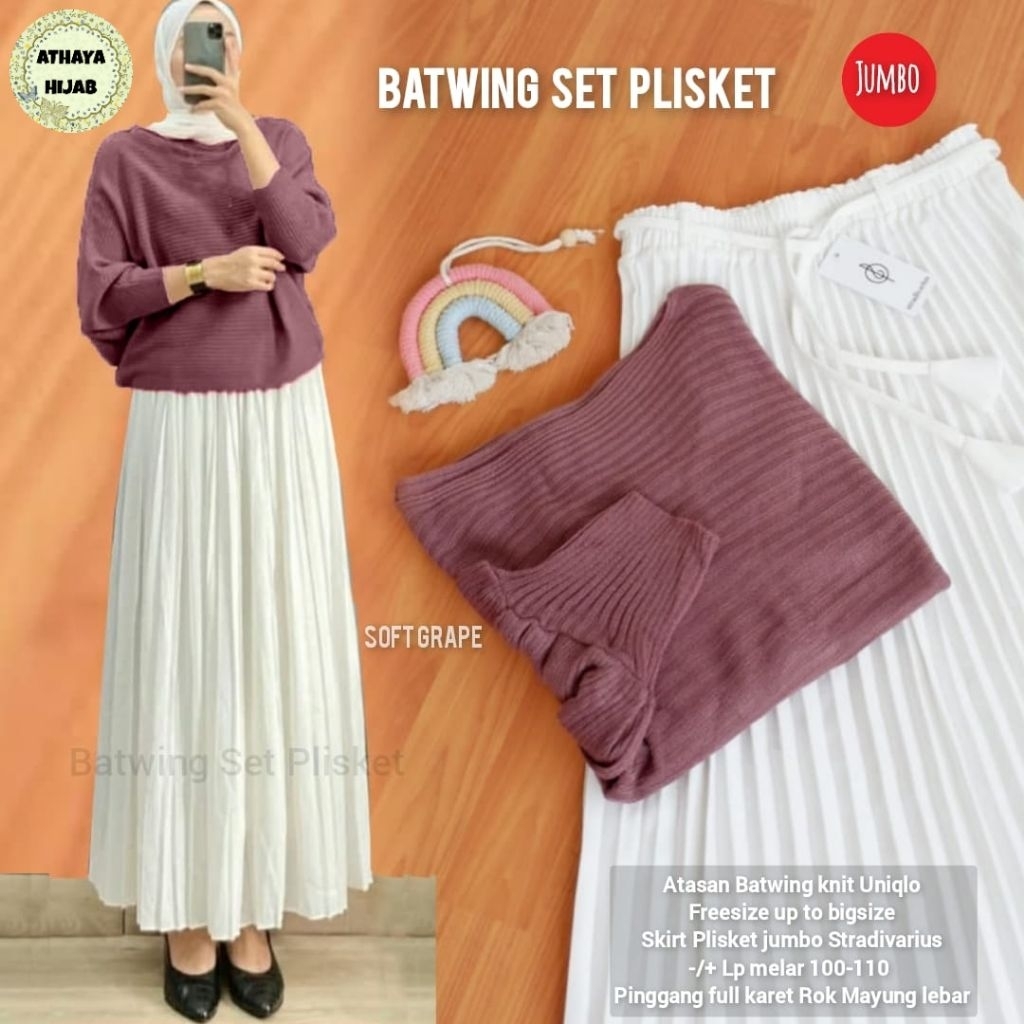 Batwing Set Plisket Mix Rajut Jumbo (Athaya)