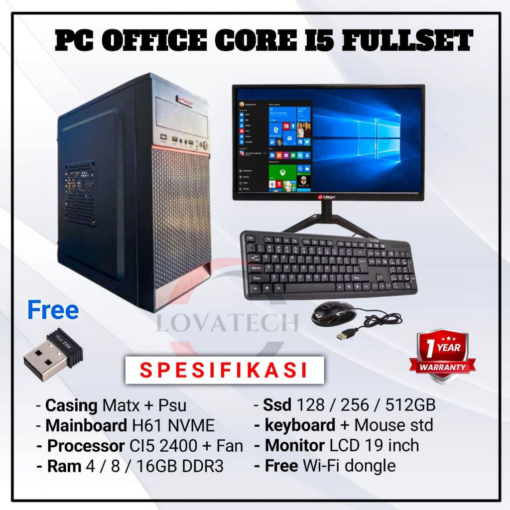 PC KOMPUTER CORE I5 FULLSET MURAH / CPU FULLSET CORE I5 RAM 16GB + SSD 512GB BARU BERGARANSI