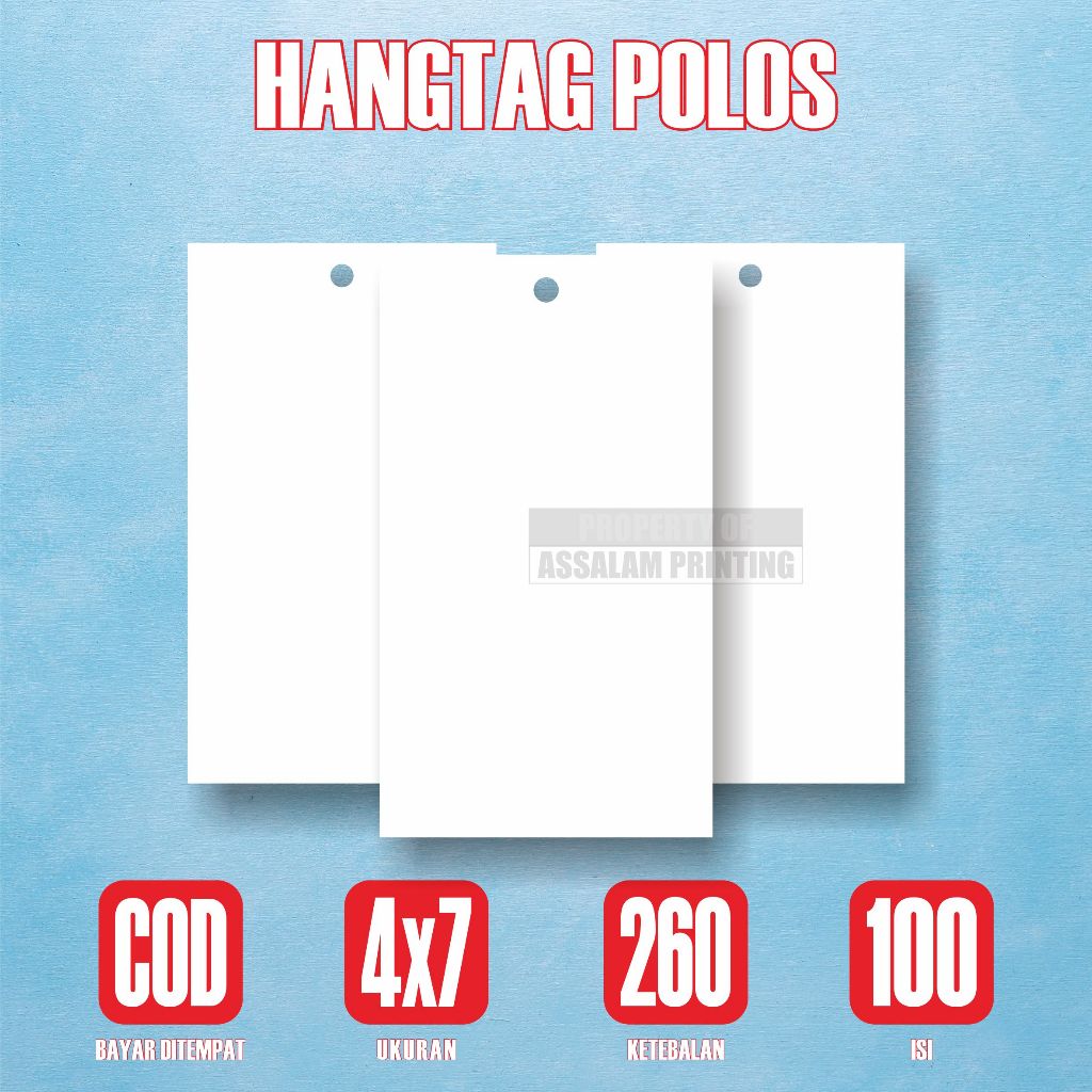 

100pcs Hangtag Polos Ukuran 4x7cm Tebal Premium