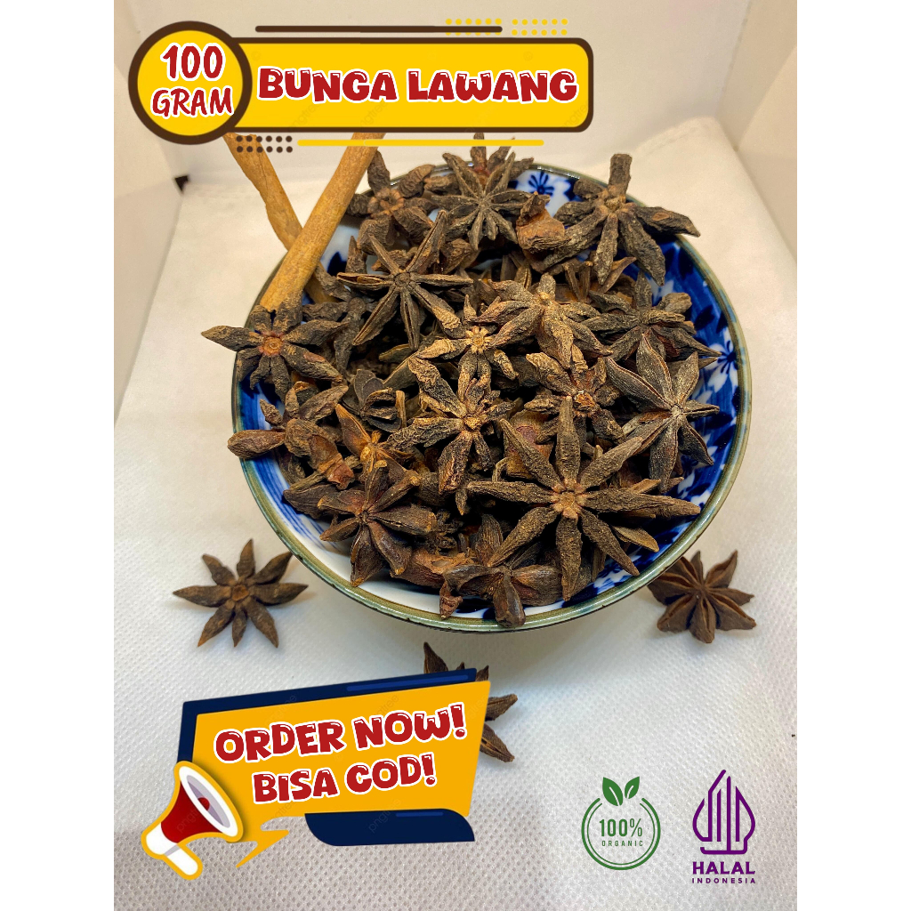 

Bunga Lawang 100 Gram / star anise / bumbu rempah dapur