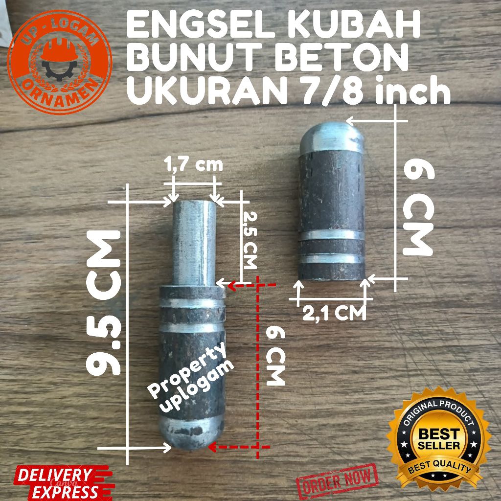 Engsel Bubut Beton Model Kubah  Ukuran 7/8 inch / Engsel Pintu Garasi / Engsel Pintu Gerbang