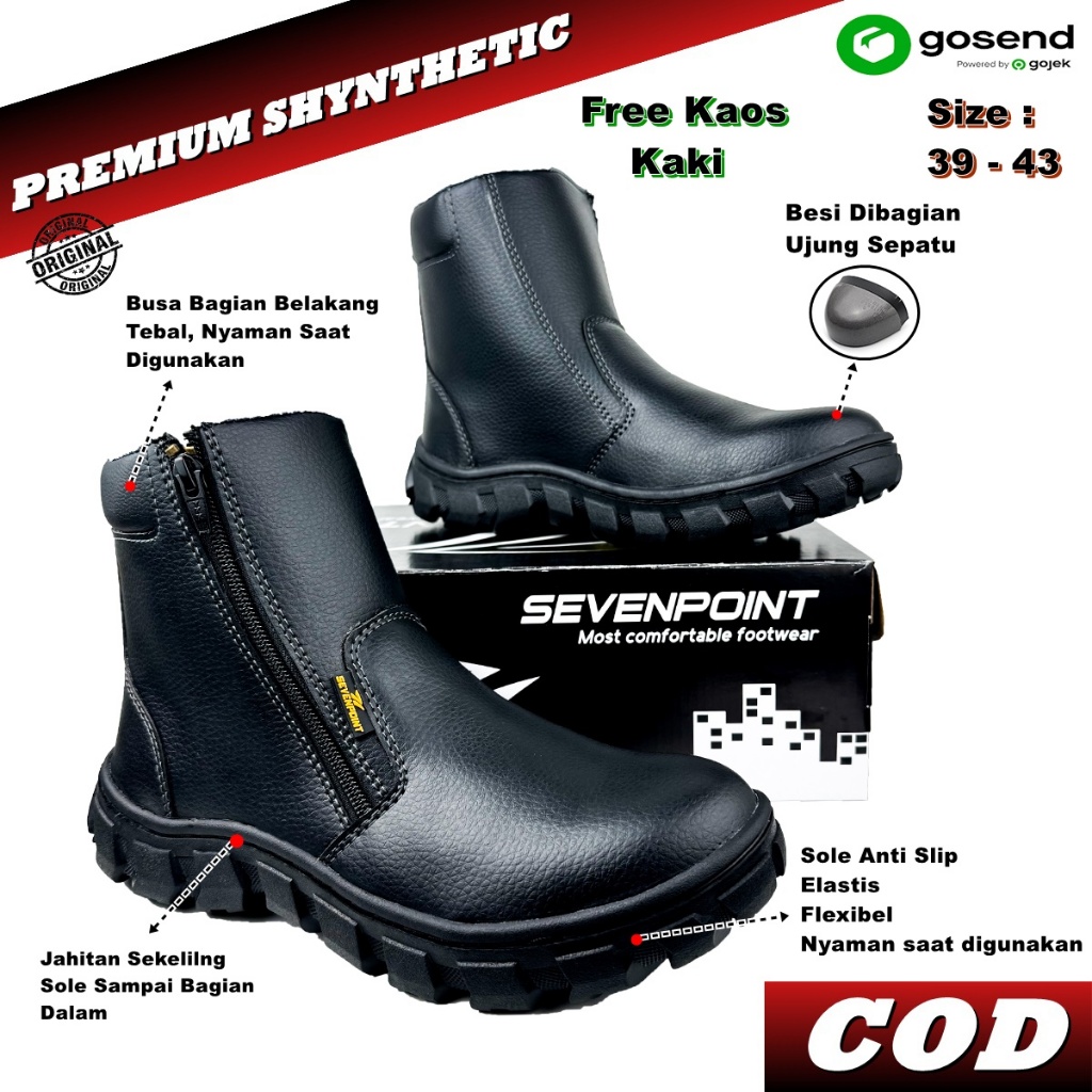 Safety Boots Zipper Sepatu Safety Boots Zipper Pria Wanita Ujung Besi Slip On Proyek