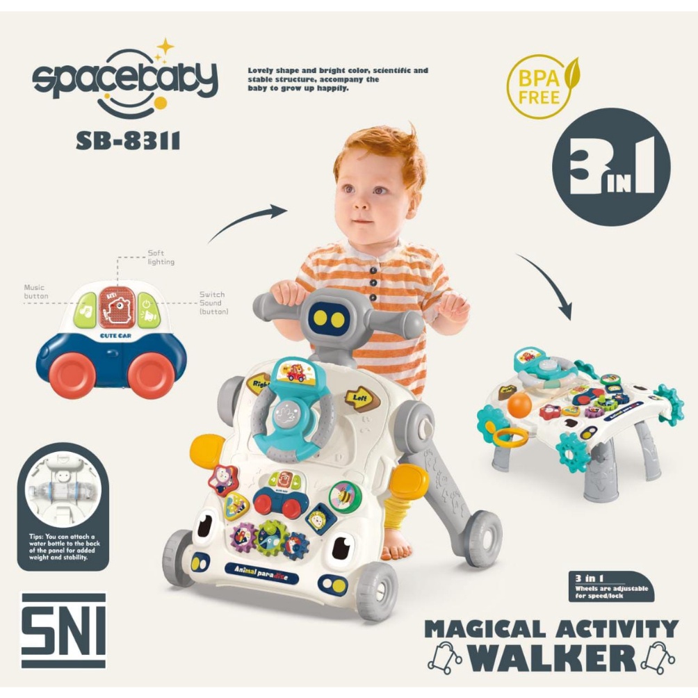 KODE H32D Space Baby Magical Push Walker 3IN1 SB8311 SB816 Alat Belajar Jalan Bayi  Activity Walker 